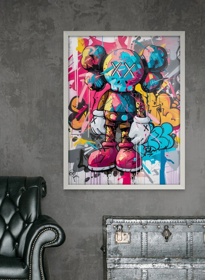 Art Decor Art Decor Colorful KAWS Graffiti Street Art Framed Print Portrait Art Modern Art Wall Art Wall Décor for Living Room Bedroom Home Office Gifting  - Image 1