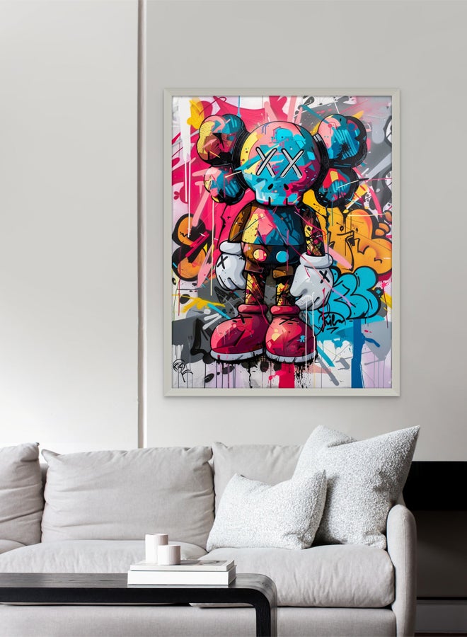 Art Decor Art Decor Colorful KAWS Graffiti Street Art Framed Print Portrait Art Modern Art Wall Art Wall Décor for Living Room Bedroom Home Office Gifting  - Image 2