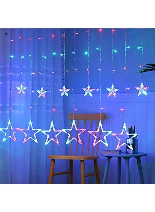Litehom12 Stars 108 Led Curtain String Lights with 8 Flashing Modes Decoration for Christmas, Wedding, Home, Diwali, Patio Lawn Warm White (108 Led-Star, Pack of 1) (Star Curtain 6+6-Multi) - Image 2