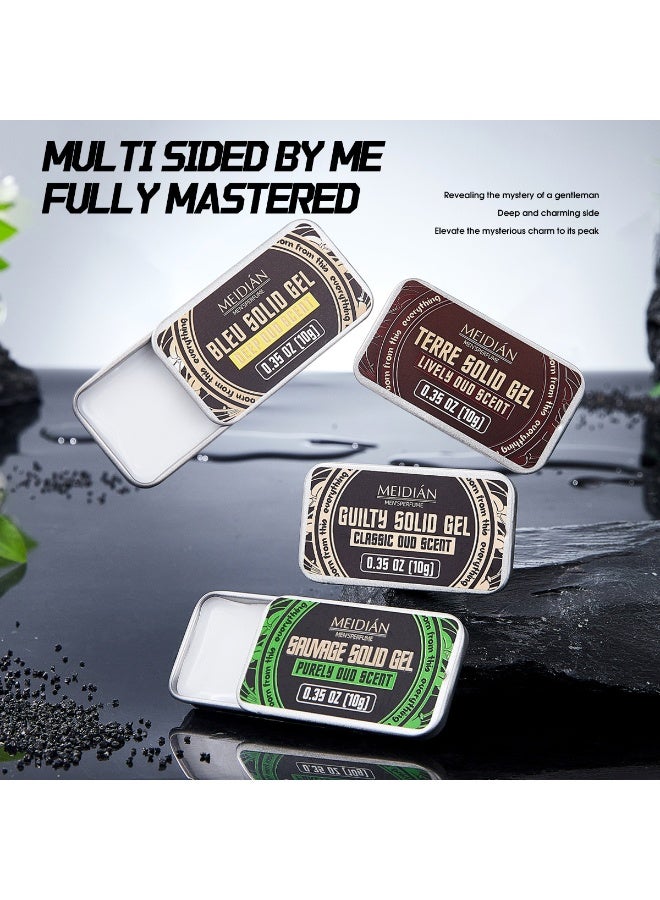 MEIDIAN Men's Solid Gel Perfume Set, 4 Different Signature Fragrances, Portable Solid Balm Cologne, Smooth Easy Application, Long Lasting Fresh Scent, Perfect for Business, Travel, Gym and Everyday Use - Image 2