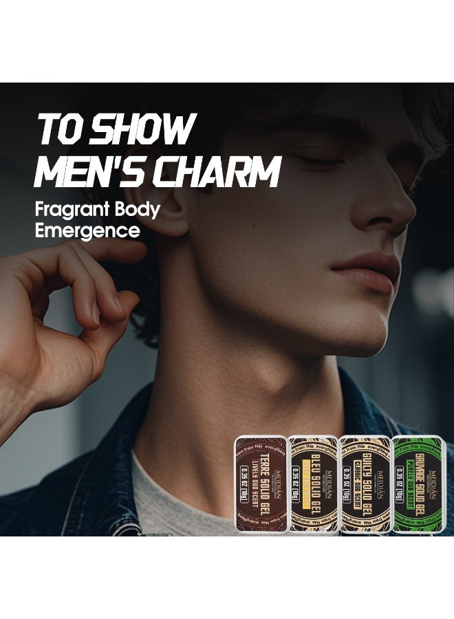 MEIDIAN Men's Solid Gel Perfume Set, 4 Different Signature Fragrances, Portable Solid Balm Cologne, Smooth Easy Application, Long Lasting Fresh Scent, Perfect for Business, Travel, Gym and Everyday Use - Image 3