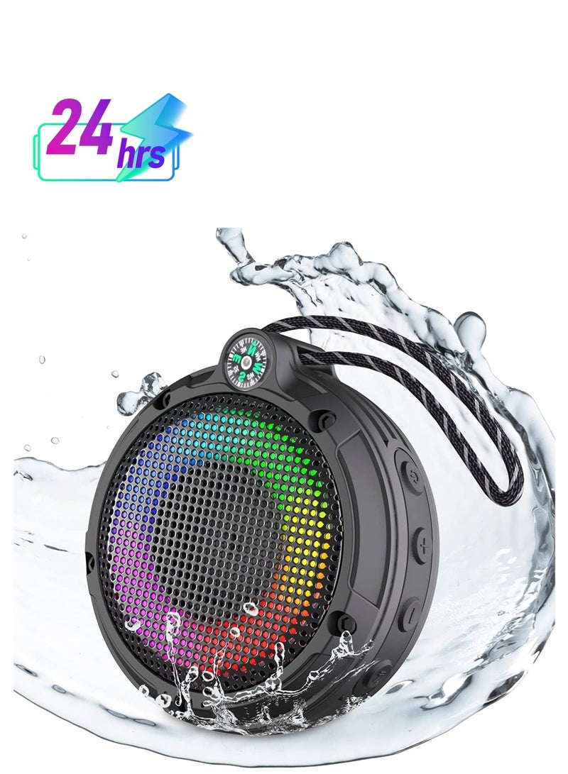 Portable Bluetooth Speaker IPX7 Waterproof Outdoor Wireless Speaker Mini Speaker with LED Lights 8W Power 24H Playtime Ideal for Shower Bike Hike Supports TF Card and FM Radio - Image 1