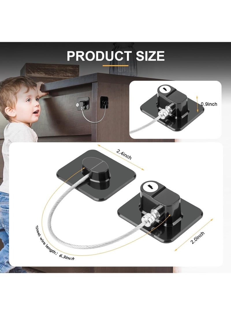 قفل الثلاجة، قطعتان قفل ثلاجة مطورة للفريزر والخزائن والأدراج والخزانات والنوافذ والأبواب، مصنوع من ABS متين مع خلفية لاصقة، سهل التركيب - Image 3