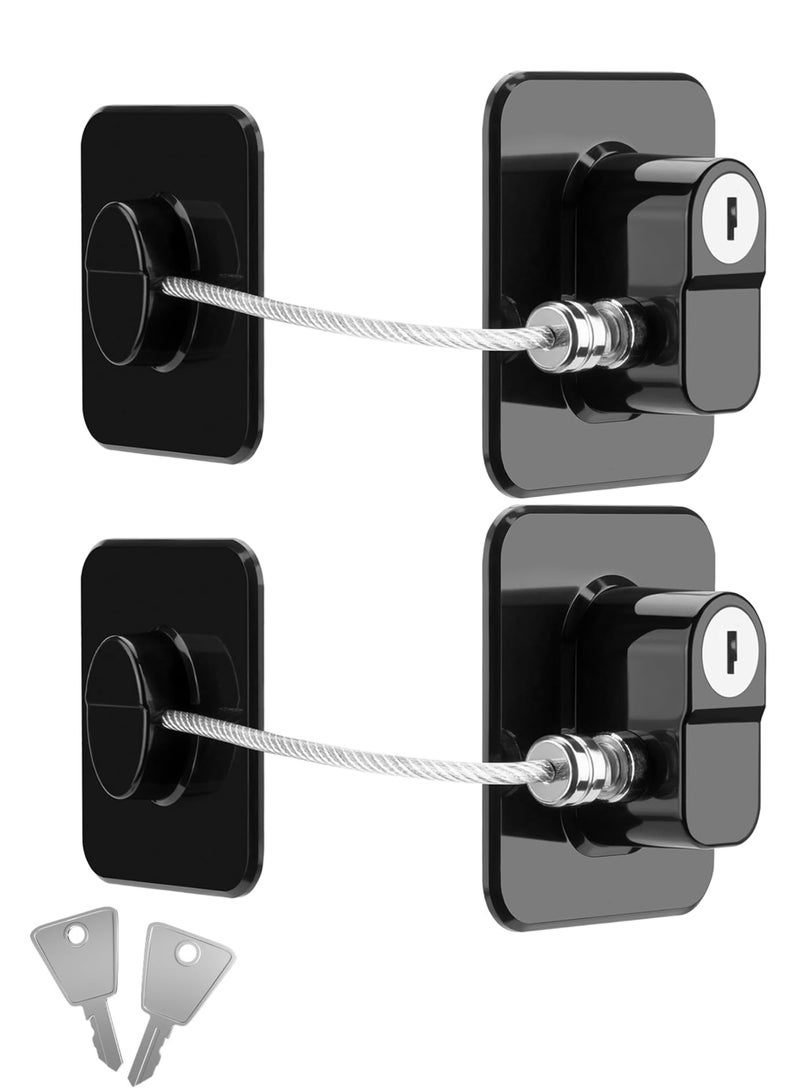 قفل الثلاجة، قطعتان قفل ثلاجة مطورة للفريزر والخزائن والأدراج والخزانات والنوافذ والأبواب، مصنوع من ABS متين مع خلفية لاصقة، سهل التركيب - Image 1