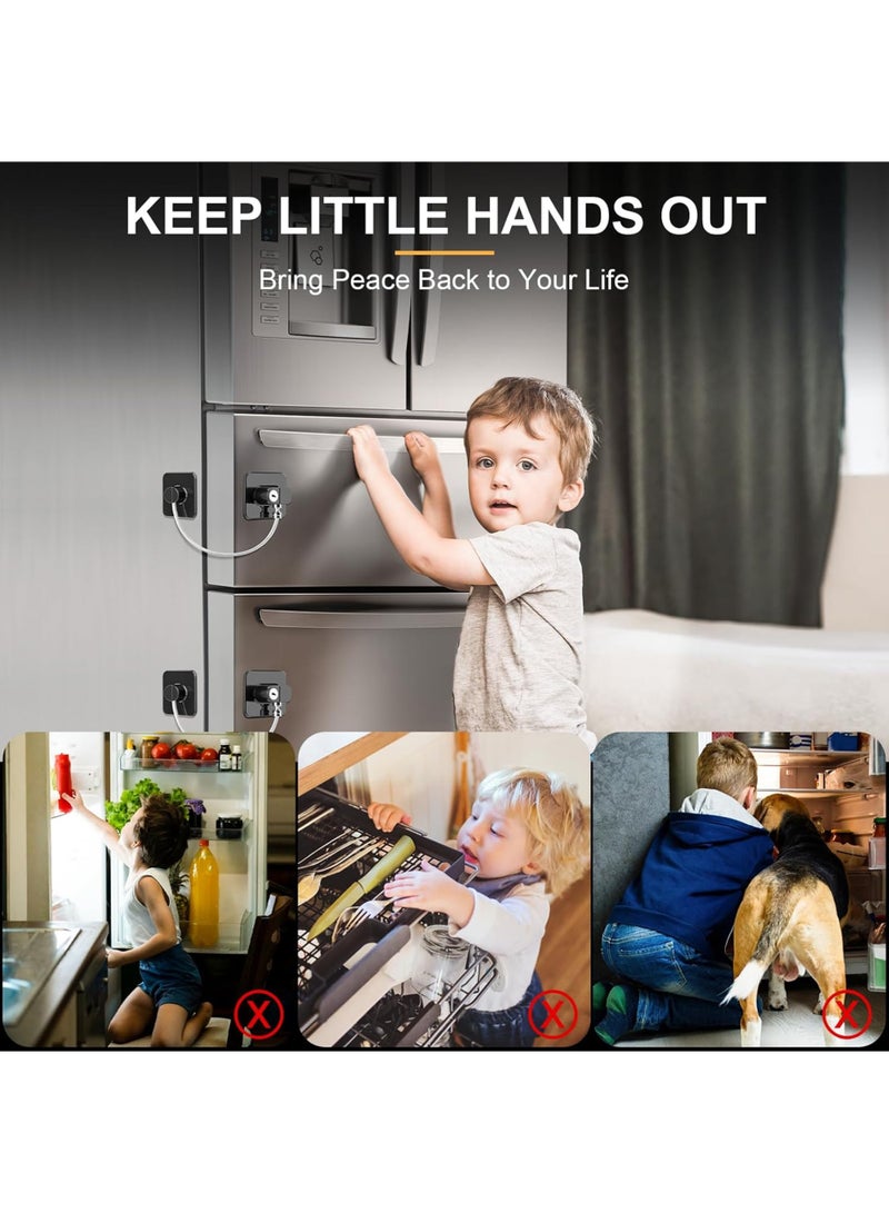قفل الثلاجة، قطعتان قفل ثلاجة مطورة للفريزر والخزائن والأدراج والخزانات والنوافذ والأبواب، مصنوع من ABS متين مع خلفية لاصقة، سهل التركيب - Image 2