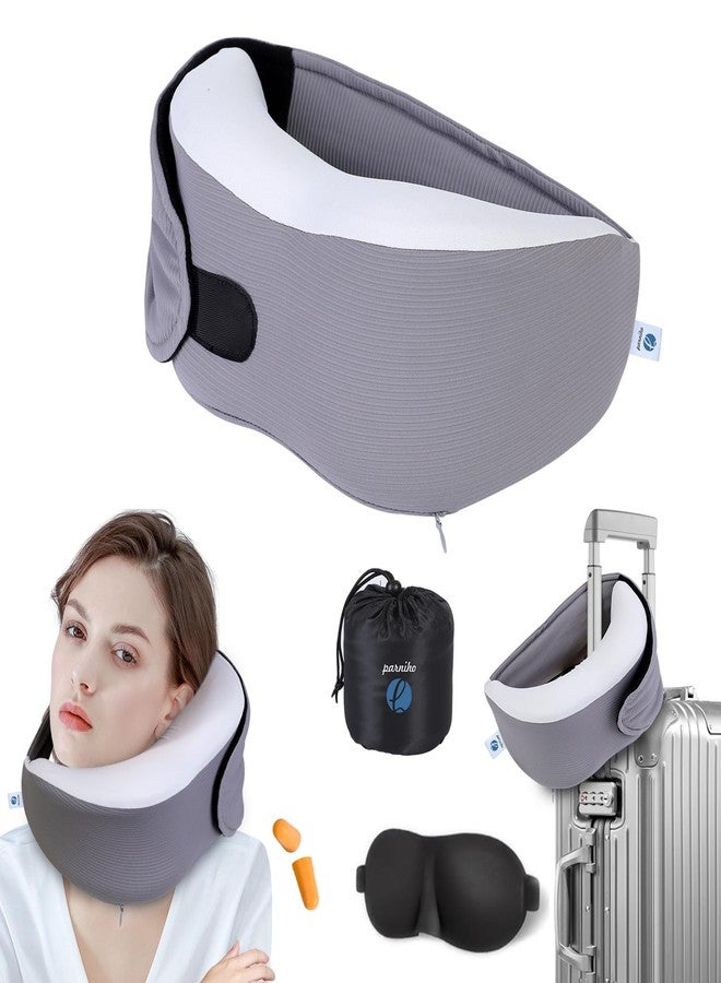 parniho وسائد سفر بارنيهو للطائرات، وسادة رقبة من إسفنج الذاكرة لتوفير الراحة أثناء السفر بالطائرة، وسادة رقبة للسفر مع قناع للعين، تصميم مريح للسفر، وركوب السيارات، والمكاتب، والاستخدام المنزلي، مقاسات متوسطة - Image 1