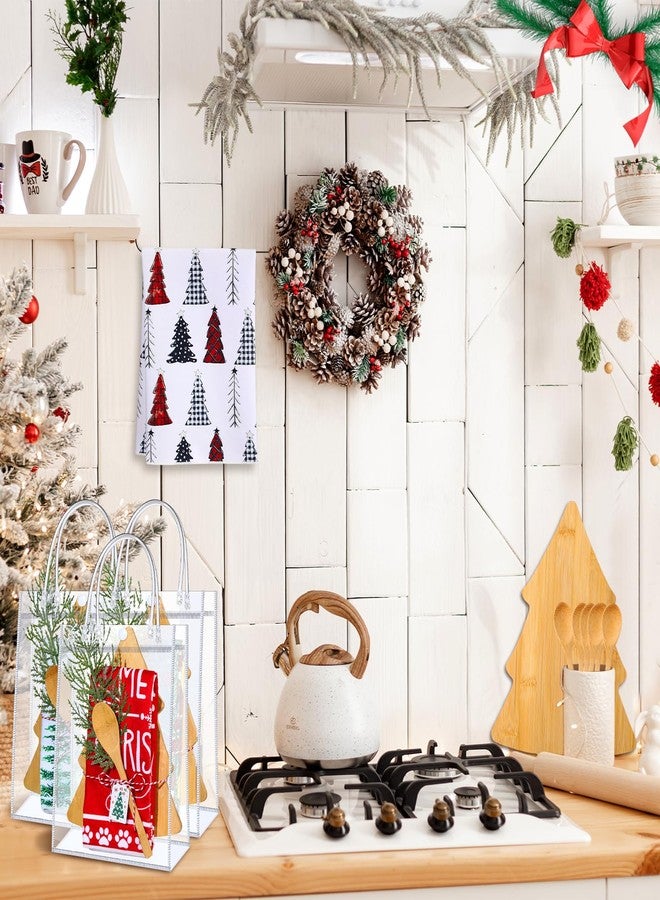 AceOrbit 37 Pcs Christmas Kitchen Gift Set Christmas Tree Bamboo Serving Board Xmas Supplies with Wood Spoon Kitchen Towel Card Holiday Gift Bags for Xmas Holiday Party Decor - Image 5