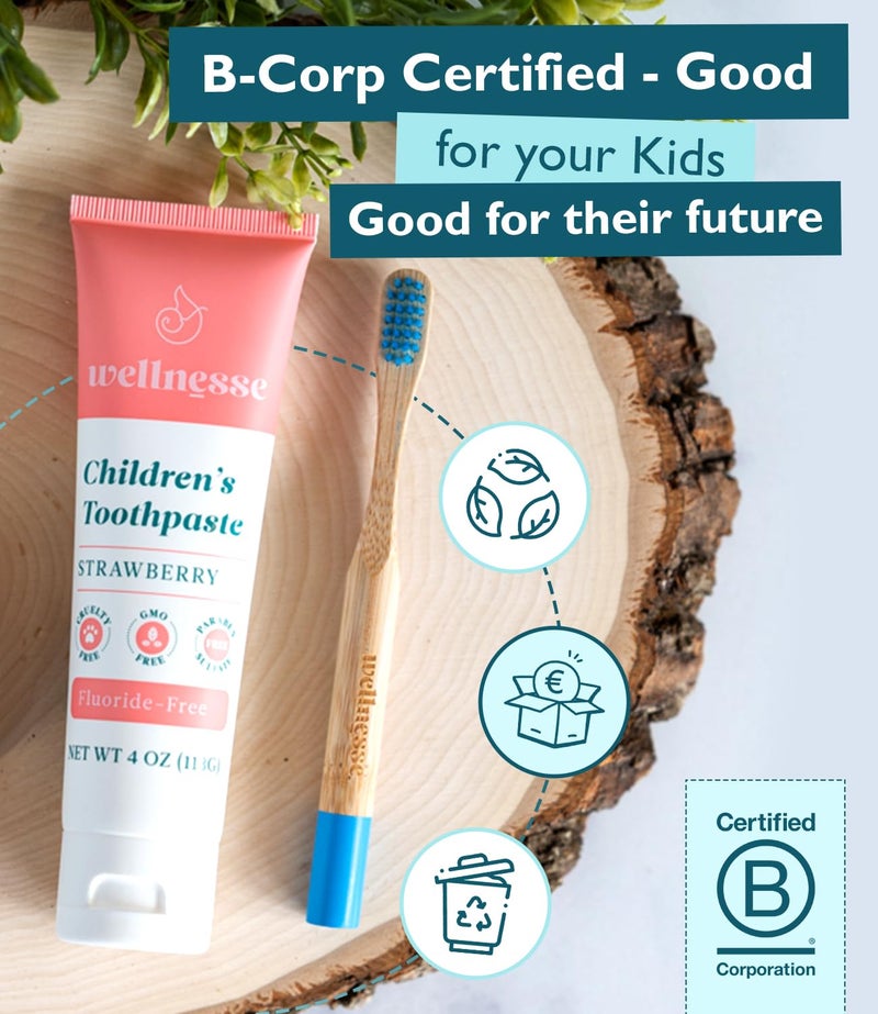 Wellnesse Kids Hydroxyapatite Toothpaste With Xylitol - Fluoride Free Toddler & Children'S Natural Toothpaste  Freshens Breath  Sensory-Friendly Oral Care  Vegan  Strawberry Flavor  4 Oz (Pack Of 1) - Image 5
