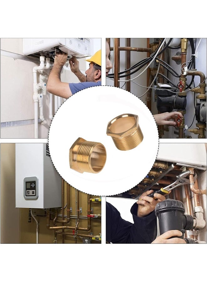 Royal Apex طقم 2 قطعة من تركيبات الخرطوم النحاسية متعددة الأغراض مع خيط BSP لتوصيل أنابيب المياه الساخنة والغاز والهواء وغيرها من التطبيقات، محول ذكر نحاسي بخيط بطول 32 مم - Image 4