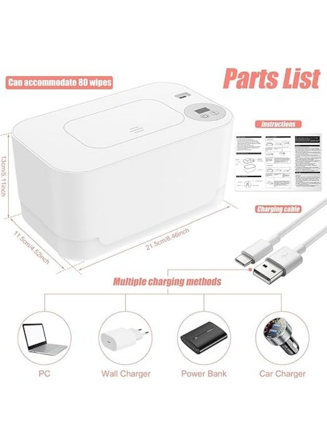 Baby Wipe Warmer, Thermostat Baby Wipe Heater, 40-55°C Adjustable Baby Wipes Dispenser Warmer, Wet Wipes Warmer Prevent Dry, USB Baby Wipe Warmer for Car Home Baby Nursery+A Pack Of Baby Wipes - Image 4