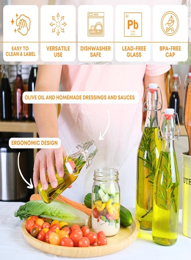 FastRack Swing Top Glass Bottles |8.5 oz - Pack of 6 | Clear, Flip Top Glass Bottles for Home Brewing, Carbonated Drinks, Kombucha, Fermentation, Water | Food Grade - ECO Friendly - Image 4