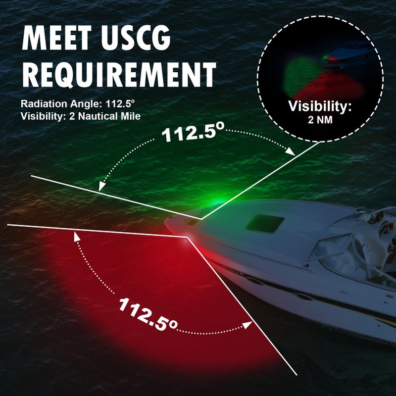 Obcursco Boat Navigation Lights, LED Red and Green Vertical Mount for Bow and Stern, IP67 Waterproof Marine Lights for Pontoon, Bass, and Jon Boats (Black) - Image 2