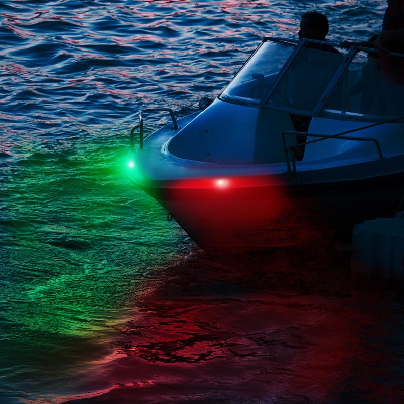 Obcursco Boat Navigation Lights, LED Red and Green Vertical Mount for Bow and Stern, IP67 Waterproof Marine Lights for Pontoon, Bass, and Jon Boats (Black) - Image 5