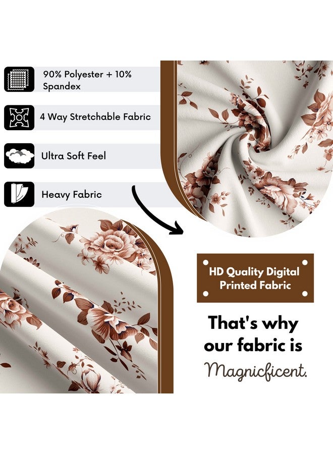 BRIDA® Polyester Spandex Stretchable Floral Geometric Printed Dining Chair Covers Elastic Chair Seat Case Protector, Slipcovers (6 Chair Cover, Brown Rose) - Image 3