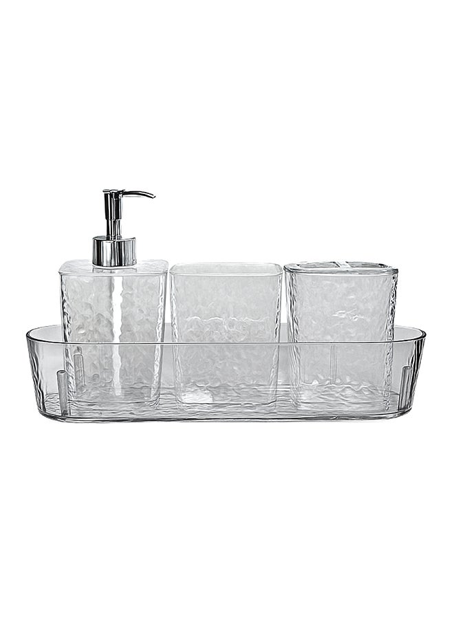 Feelings Bathroom Accessories Set, 4-Piece with Tray, Hammered Texture, 28cm Organiser (RC-KQ0867) - Image 1