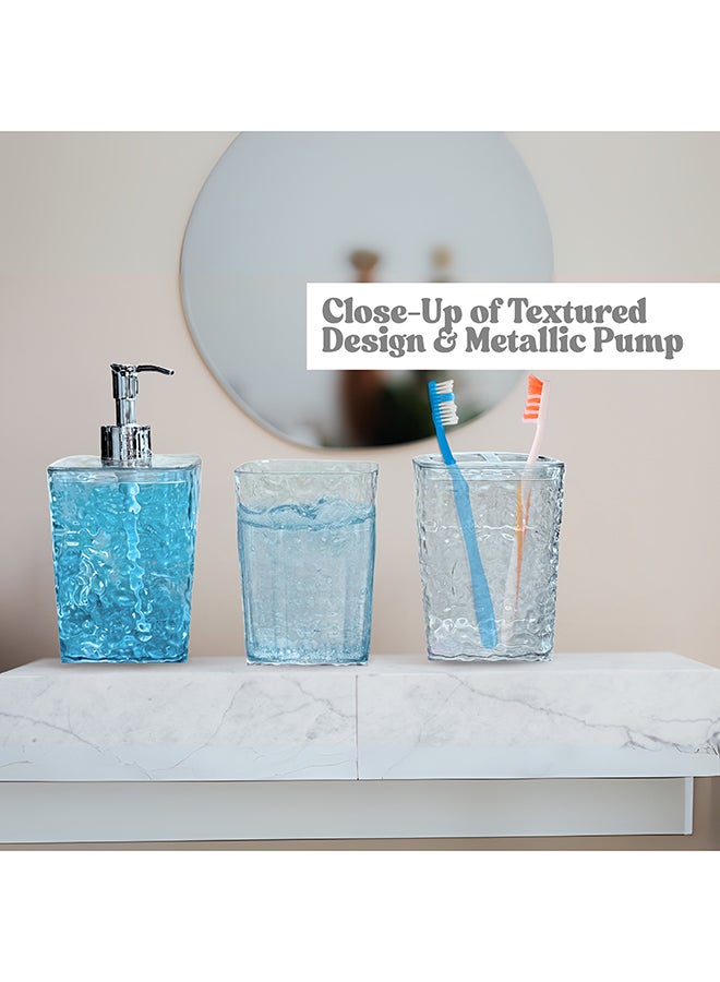 Feelings Bathroom Accessories Set, 4-Piece with Tray, Hammered Texture, 28cm Organiser (RC-KQ0867) - Image 3