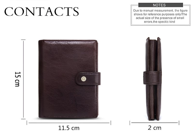 Contacts Unisex Casual Genuine Leather Wallet Photo Holder Passport Card Holder for Travel Passport Purse (15-Brownish) - Image 2