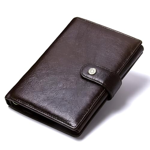 Contacts Unisex Casual Genuine Leather Wallet Photo Holder Passport Card Holder for Travel Passport Purse (15-Brownish) - Image 1