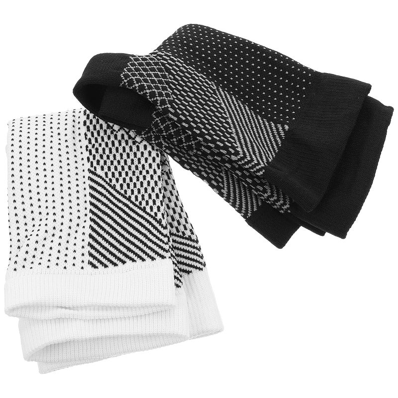 Ankle Support Brace Set Black White Large 4pcs Compression Sleeve for Running Football Athletic Guard - Image 2