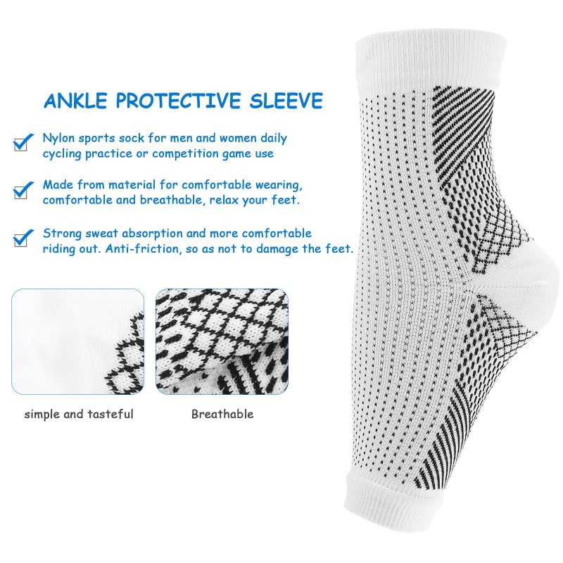 Ankle Support Brace Set Black White Large 4pcs Compression Sleeve for Running Football Athletic Guard - Image 4