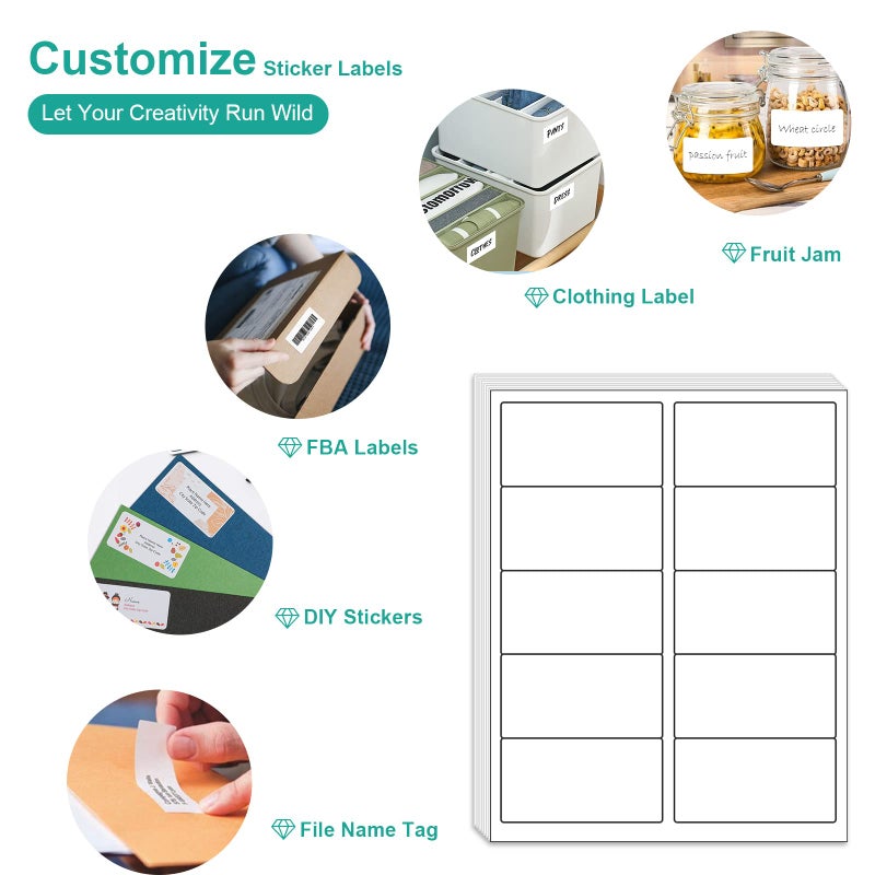 MFLABEL 2"x4" Shipping Labels - 1000 Premium Matte White Address Labels for FBA, Laser & Inkjet Printers (100 Sheets, 10/Sht) + Free Fragile Stickers! - Image 5