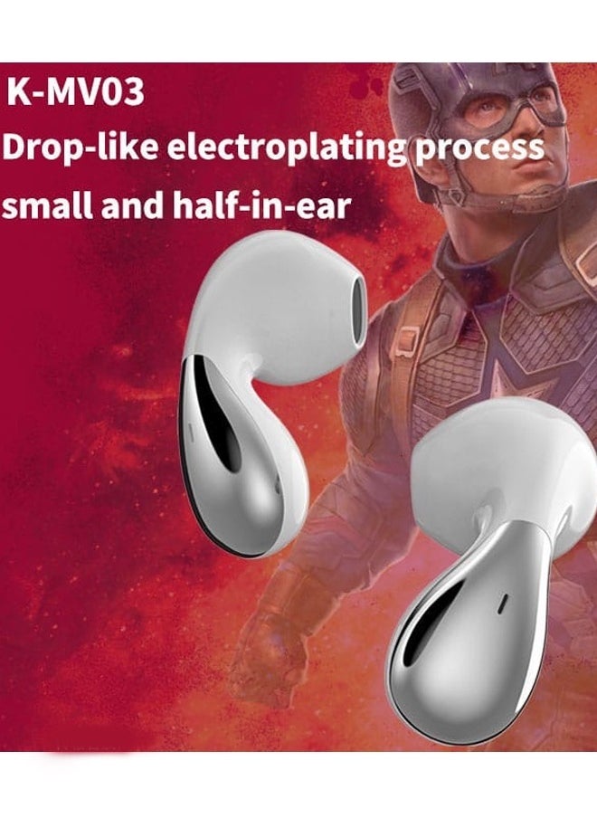 AVENGERS - Avengers KMV-03 Wireless Bluetooth Earbuds Gaming Headphones Long Battery Life Headset Low Latency HIFI Stereo Sound with Music Noise Cancellation Calls White - Image 1