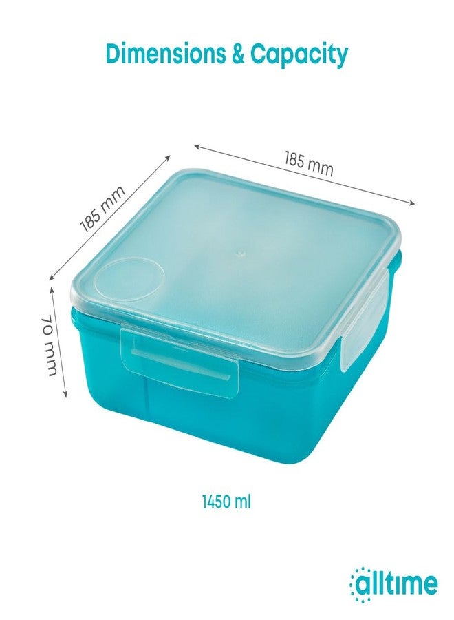 All Time BPA Free Plastic Lunch Box with Dip Container | Microwave Safe | Food Grade Safe | Leakprooof | Airtight Lunch Box for Kids, Office, Men, Women (1450 Ml) - Image 3