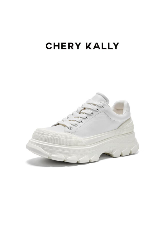Chery Kally Women's Casual Platform Sneakers White Thick-soled Height-increasing Sports Shoes 3339 White 36 - Image 4