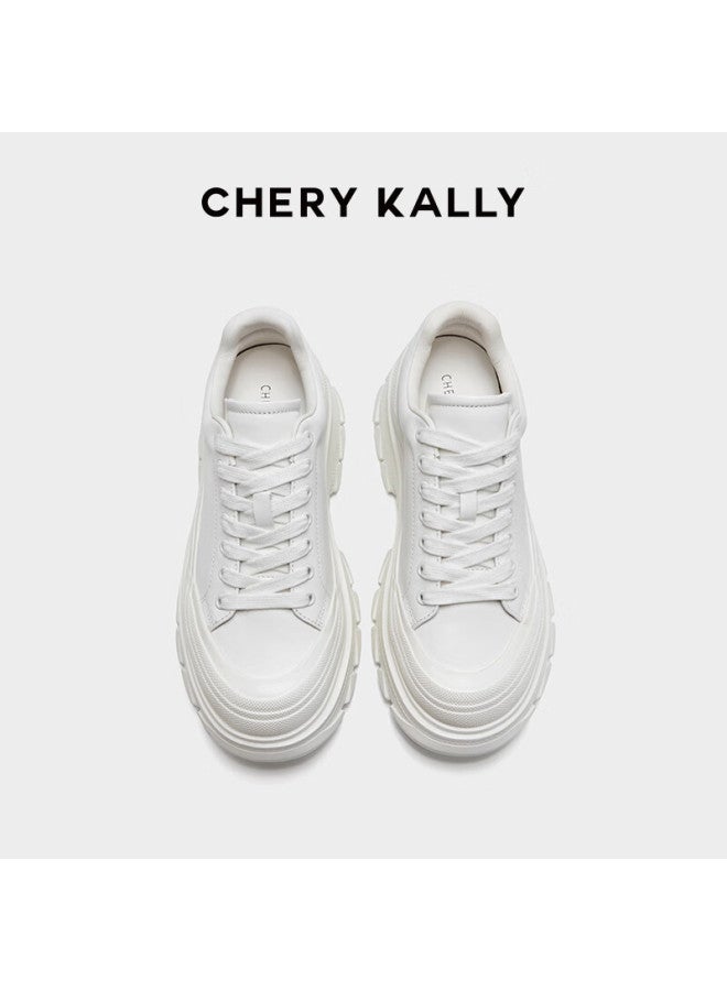 Chery Kally Women's Casual Platform Sneakers White Thick-soled Height-increasing Sports Shoes 3339 White 36 - Image 5