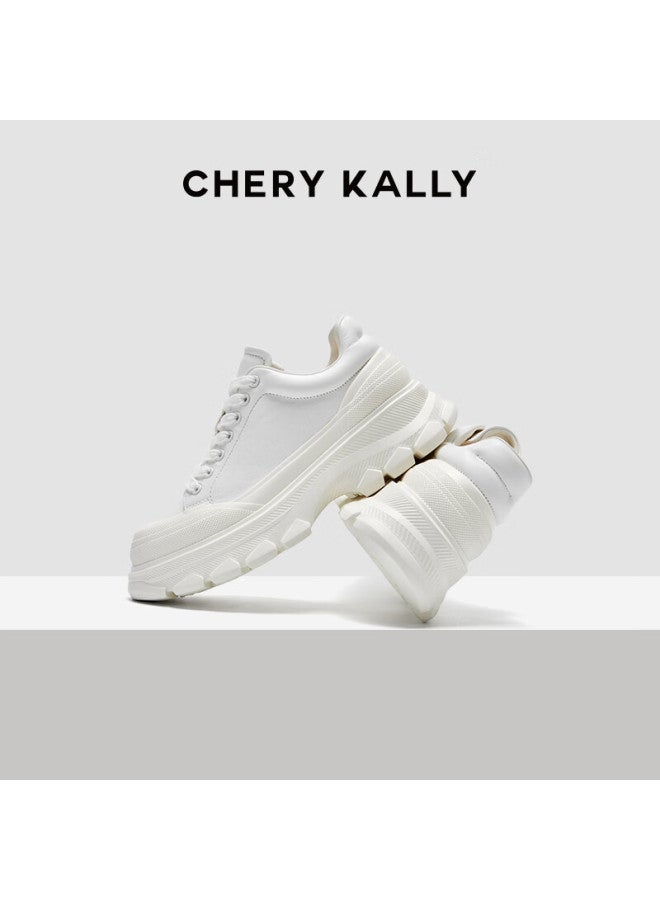 Chery Kally Women's Casual Platform Sneakers White Thick-soled Height-increasing Sports Shoes 3339 White 36 - Image 3