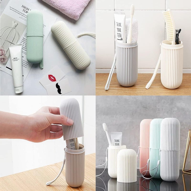 Roktry Capsule Shape Travel Toothbrush Toothpaste Case Holder Portable Toothbrush Storage Plastic Toothbrush Holder (Multi-Color, Pack of 2) - Image 4