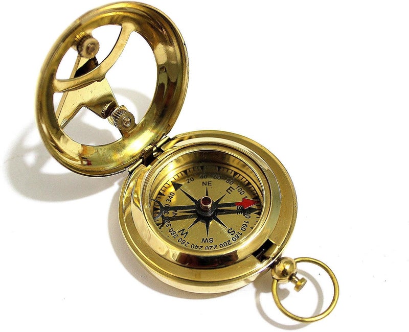 THOR INSTRUMENTS Brass Push Button Direction Sundial Compass - Pocket Sundial Compass Rustic Vintage Home Decor Gifts - Image 3