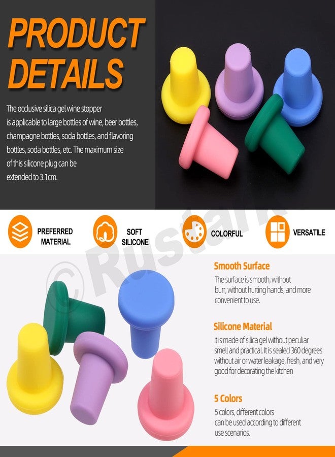 Rustark 13Pcs 3 Styles Silicone Wine Stoppers Assortment Kit, Replace Cork Plugs Airtight Seal on Wine Bottles Assorted Colorful Reusable Wine Caps for Bottles Beer Champagne Wine Storage Glass Bottle - Image 4