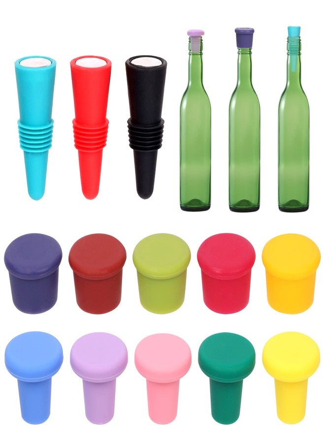 Rustark 13Pcs 3 Styles Silicone Wine Stoppers Assortment Kit, Replace Cork Plugs Airtight Seal on Wine Bottles Assorted Colorful Reusable Wine Caps for Bottles Beer Champagne Wine Storage Glass Bottle - Image 1