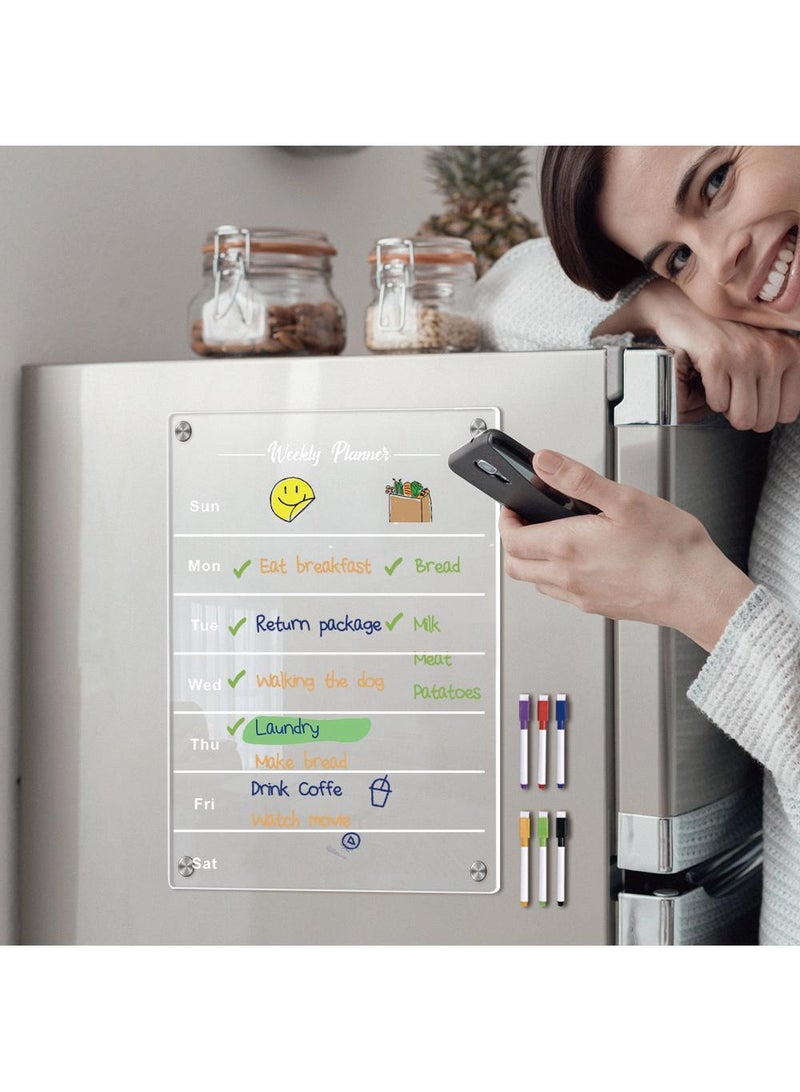 لوحة ملاحظات أسبوعية شفافة مغناطيسية من الأكريليك، ملصق مغناطيسي قابل للمسح على الثلاجة - Image 5