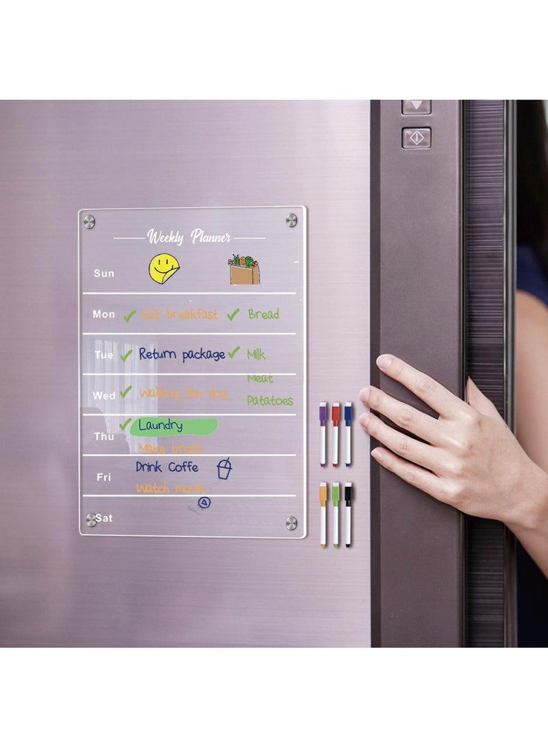 لوحة ملاحظات أسبوعية شفافة مغناطيسية من الأكريليك، ملصق مغناطيسي قابل للمسح على الثلاجة - Image 2