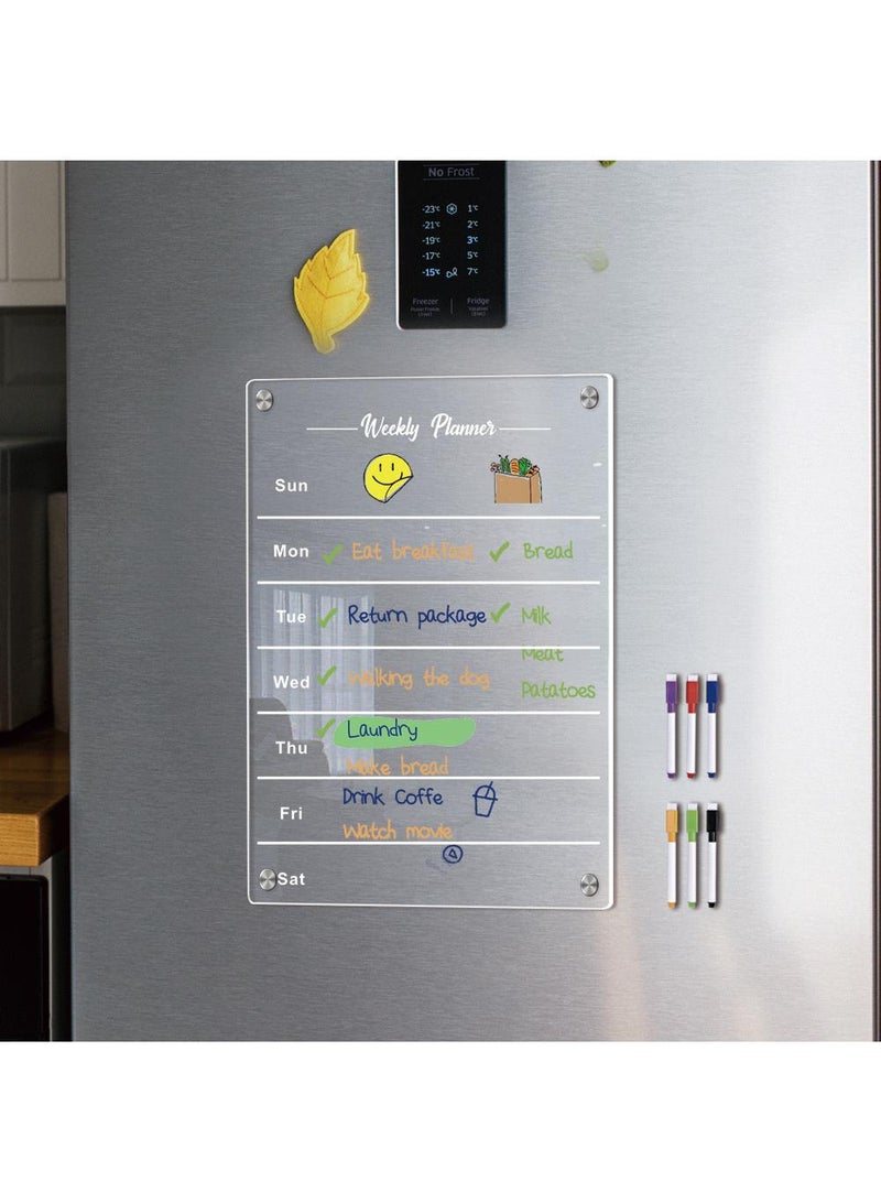 لوحة ملاحظات أسبوعية شفافة مغناطيسية من الأكريليك، ملصق مغناطيسي قابل للمسح على الثلاجة - Image 4