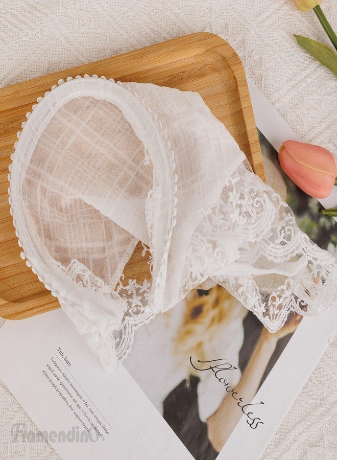 Framendino, White Lace Head Kerchief Scarf Headband Non Slip Hair Scarves Fashion Bandana Soft Coverings Triangle for Styling Decor - Image 3