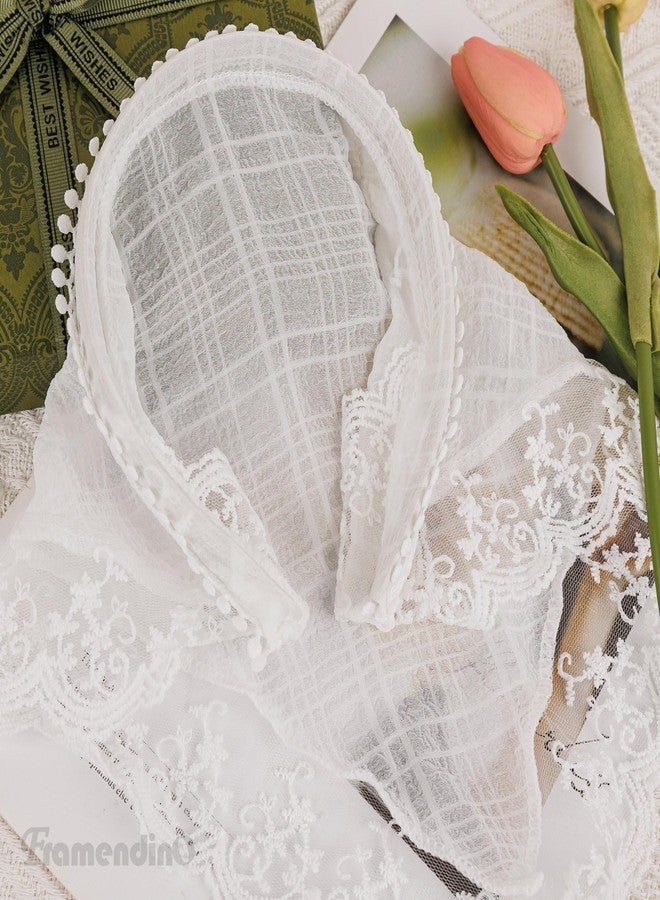 Framendino, White Lace Head Kerchief Scarf Headband Non Slip Hair Scarves Fashion Bandana Soft Coverings Triangle for Styling Decor - Image 5