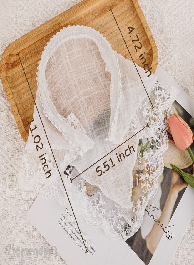 Framendino, White Lace Head Kerchief Scarf Headband Non Slip Hair Scarves Fashion Bandana Soft Coverings Triangle for Styling Decor - Image 2