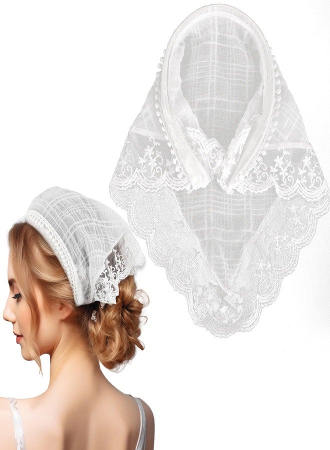 Framendino, White Lace Head Kerchief Scarf Headband Non Slip Hair Scarves Fashion Bandana Soft Coverings Triangle for Styling Decor - Image 1
