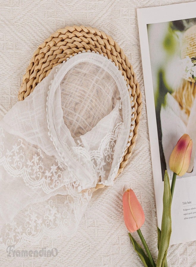 Framendino, White Lace Head Kerchief Scarf Headband Non Slip Hair Scarves Fashion Bandana Soft Coverings Triangle for Styling Decor - Image 4
