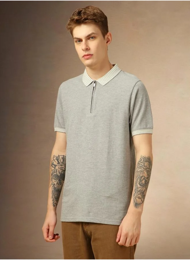 Dennis Lingo Regular Fit Polo Collar T-Shirt with Zipper Detail