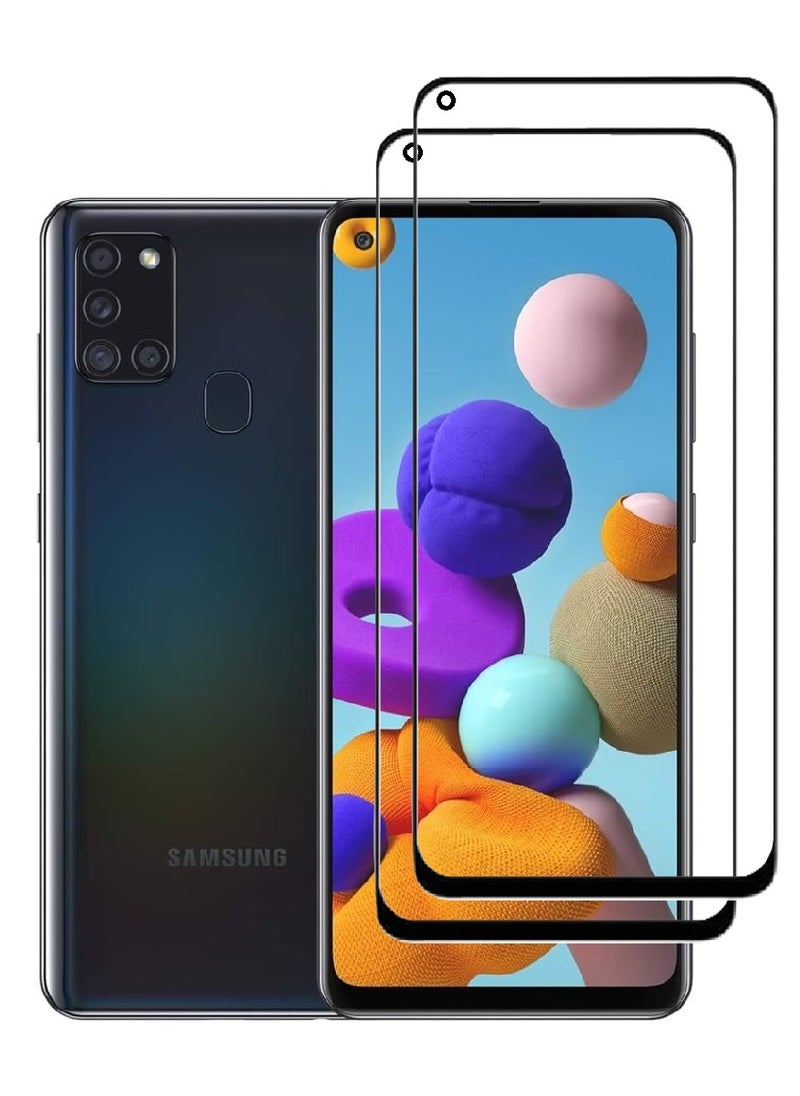 AINA 2 Pieces Tempered Glass Screen Protector 5D Designed For Samsung Galaxy A21s Full Glue Edge to Edge Full Screen Coverage And Bubble Free - Image 1