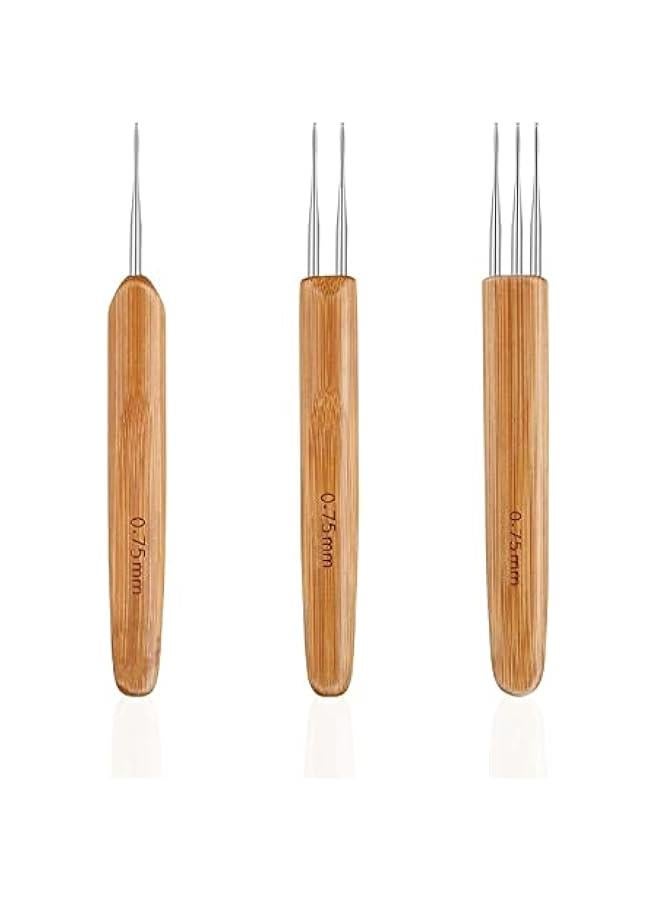 YOUMOO 3 Pieces Dreadlock Hook Tool, 3 Dreadlocks Crochet Hooks, Crochet Hook Needle for Hair Dreadlock Braid Craft 0.75mm 1 Hook, 2 Hooks, 3 Hooks(0.75MM) - Image 1