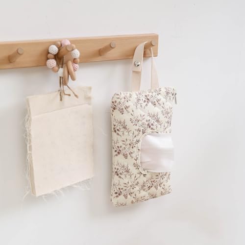 BBIQI Quilted Baby Wipe Holder Quilted Wipe Pouch Portable Hanging Floral Wet Wipes Bag for Car, Stroller - Image 5