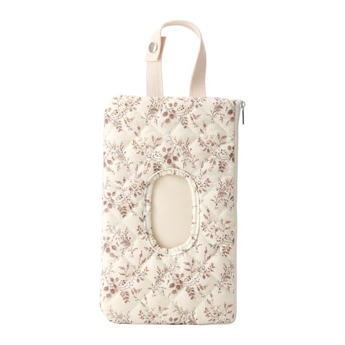 BBIQI Quilted Baby Wipe Holder Quilted Wipe Pouch Portable Hanging Floral Wet Wipes Bag for Car, Stroller - Image 1