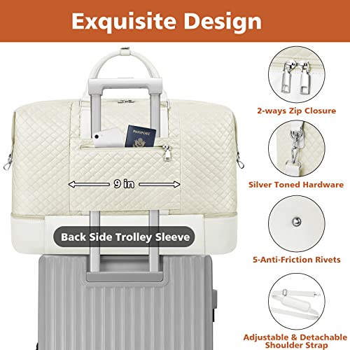 TIBES Travel Weekender Bag for Women, Overnight Bag with Shoe Compartment Oversized Travel Duffel Bag Carry On Tote 21" - Image 5