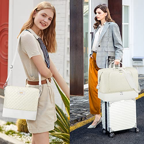 TIBES Travel Weekender Bag for Women, Overnight Bag with Shoe Compartment Oversized Travel Duffel Bag Carry On Tote 21" - Image 3
