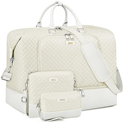 TIBES Travel Weekender Bag for Women, Overnight Bag with Shoe Compartment Oversized Travel Duffel Bag Carry On Tote 21" - Image 1